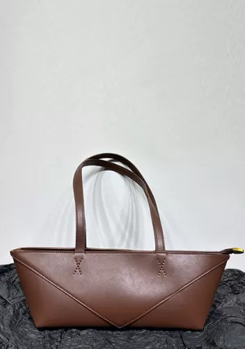 Adrienne Cropped Patchwork Leather Tote Choco