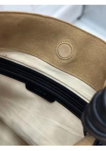 Adrienne Suede Leather Shoulder Bag Beige