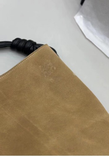 Adrienne Suede Leather Shoulder Bag Beige