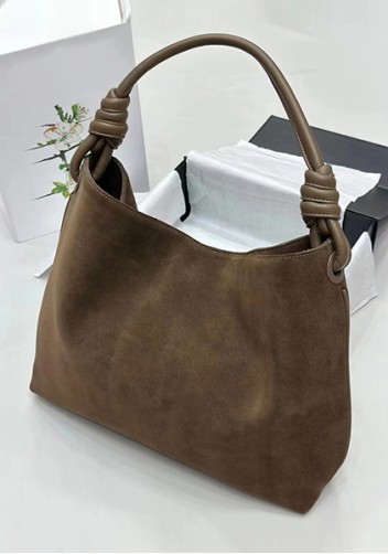 Adrienne Suede Leather Shoulder Bag Brown