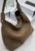 Adrienne Suede Leather Shoulder Bag Brown
