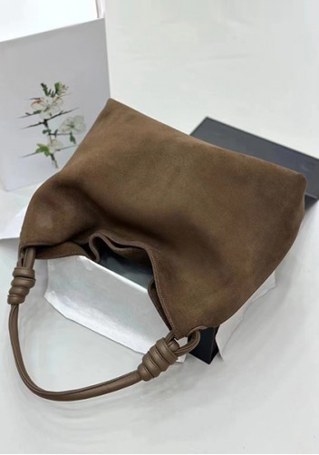 Adrienne Suede Leather Shoulder Bag Brown