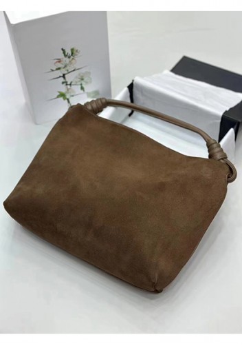 Adrienne Suede Leather Shoulder Bag Brown