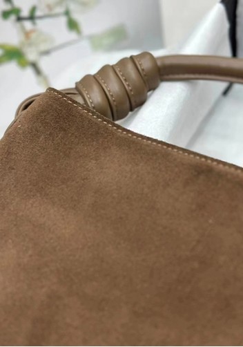 Adrienne Suede Leather Shoulder Bag Brown