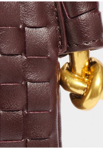 Mia Woven Vegan Leather Slim Shoulder Strap Bag Choco
