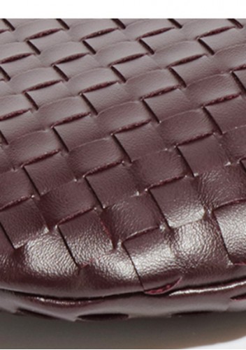 Mia Woven Vegan Leather Slim Shoulder Strap Bag Choco