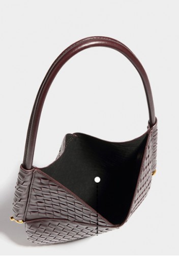 Mia Woven Vegan Leather Slim Shoulder Strap Bag Choco