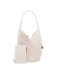 Mia Woven Vegan Leather Slim Shoulder Strap Bag White