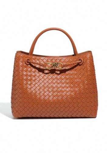 Allegria Woven Large Vegan Leather Shoulder Bag Brown
