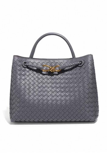 Allegria Woven Large Vegan Leather Shoulder Bag Grey