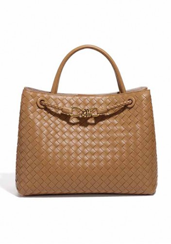 Allegria Woven Large Vegan Leather Shoulder Bag Khaki