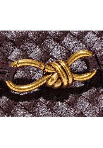 Allegria Woven Horizontal Vegan Leather Shoulder Bag Choco