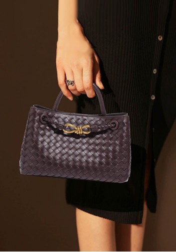 Allegria Woven Horizontal Vegan Leather Shoulder Bag Choco