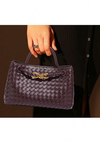 Allegria Woven Horizontal Vegan Leather Shoulder Bag Choco