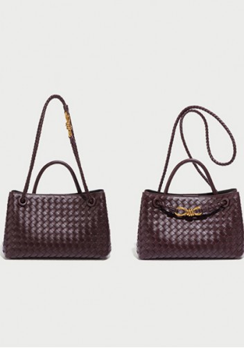 Allegria Woven Horizontal Vegan Leather Shoulder Bag Choco