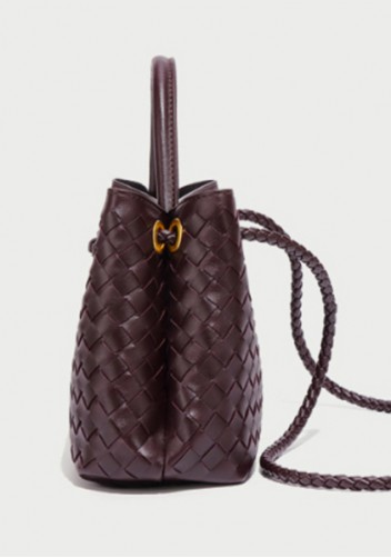Allegria Woven Horizontal Vegan Leather Shoulder Bag Choco