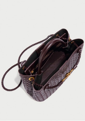 Allegria Woven Horizontal Vegan Leather Shoulder Bag Choco
