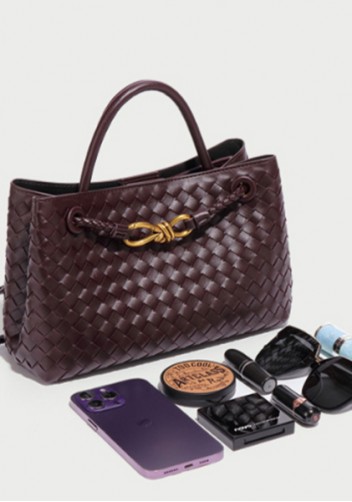 Allegria Woven Horizontal Vegan Leather Shoulder Bag Choco