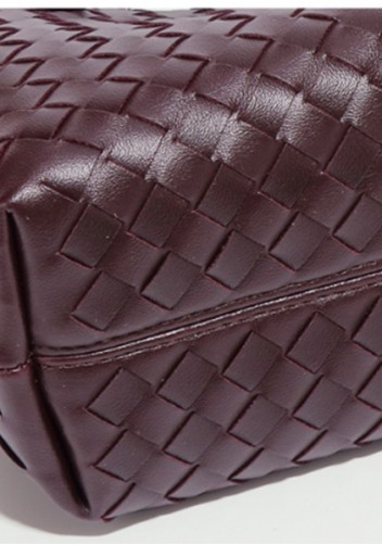 Allegria Woven Horizontal Vegan Leather Shoulder Bag Choco