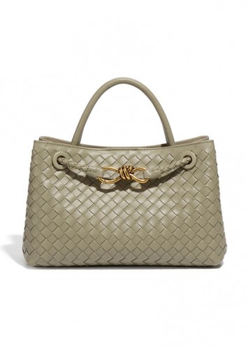 Allegria Woven Horizontal Vegan Leather Shoulder Bag Stone Green