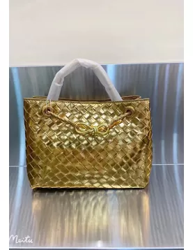 Allegria Woven Small Vegan Leather Shoulder Bag Gold