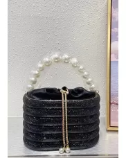 Elise Crystal-Embellished Bucket Black