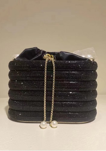 Elise Crystal-Embellished Bucket Black