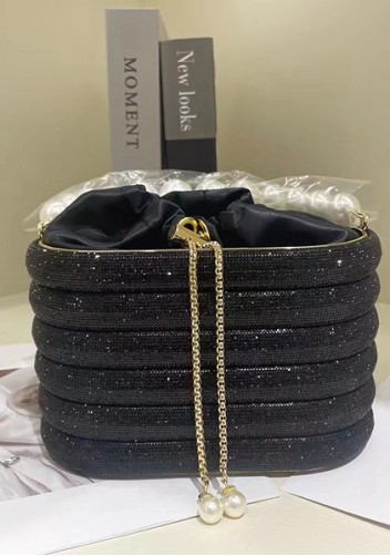 Elise Crystal-Embellished Bucket Black