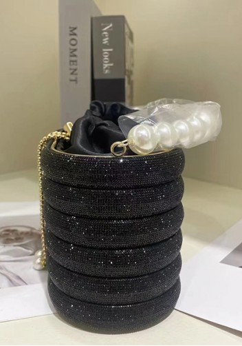 Elise Crystal-Embellished Bucket Black