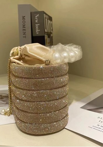 Elise Crystal-Embellished Bucket Champagne