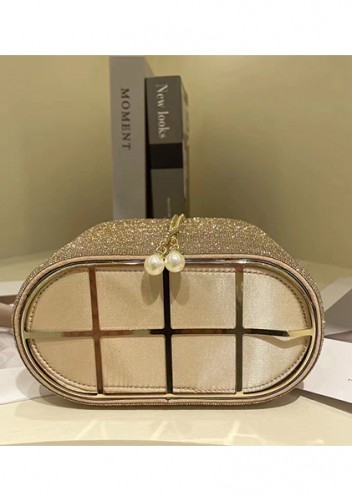 Elise Crystal-Embellished Bucket Champagne