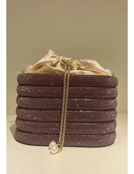 Elise Crystal-Embellished Bucket Dark Purple