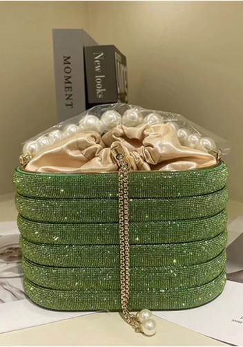 Elise Crystal-Embellished Bucket Green