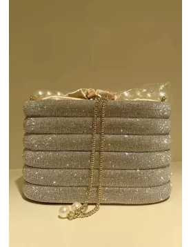 Elise Crystal-Embellished Bucket Silver