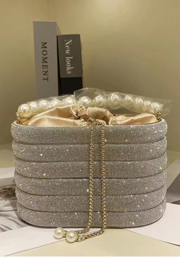 Elise Crystal-Embellished Bucket Silver