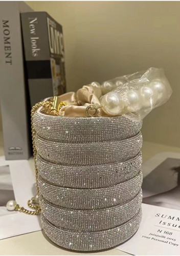 Elise Crystal-Embellished Bucket Silver