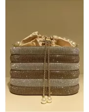 Elise Crystal-Embellished Bucket Silver Champagne