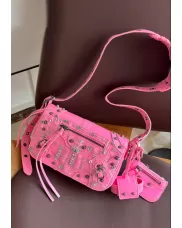 The Route 66 Vegan Leather Horizontal Messenger Bag Clips Pink
