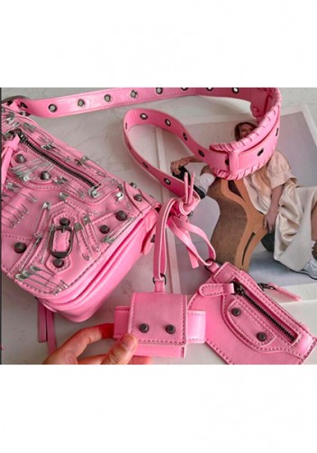 The Route 66 Vegan Leather Horizontal Messenger Bag Clips Pink