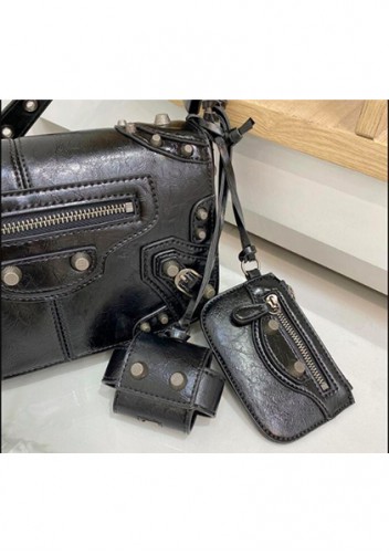 The Route 66 Vegan Leather Horizontal Messenger Bag Black
