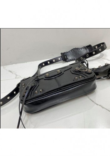 The Route 66 Vegan Leather Horizontal Messenger Bag Black