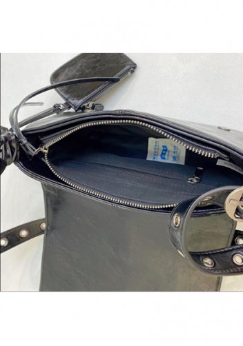 The Route 66 Vegan Leather Horizontal Messenger Bag Black
