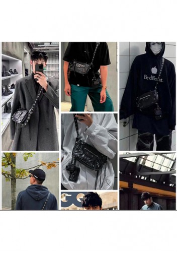 The Route 66 Vegan Leather Horizontal Messenger Bag Black
