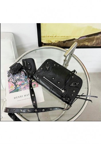 The Route 66 Vegan Leather Horizontal Messenger Bag Black