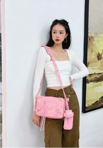 The Route 66 Vegan Leather Horizontal Messenger Bag Pink