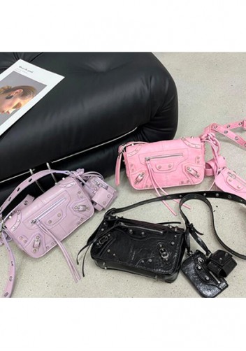 The Route 66 Vegan Leather Horizontal Messenger Bag Pink