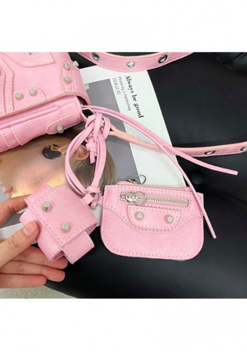 The Route 66 Vegan Leather Horizontal Messenger Bag Pink