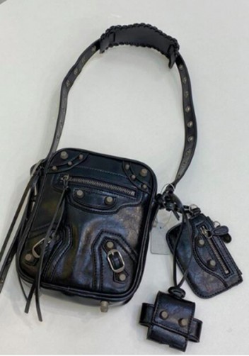 The Route 66 Vegan Leather Vertical Messenger Bag Black