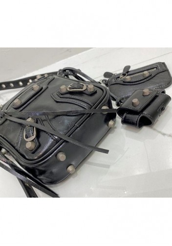 The Route 66 Vegan Leather Vertical Messenger Bag Black