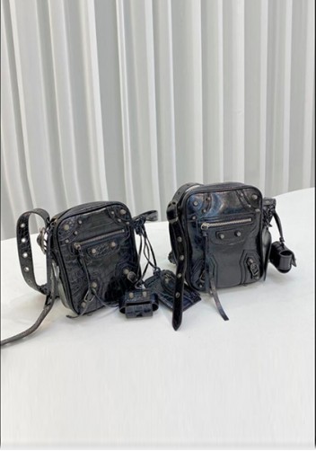 The Route 66 Vegan Leather Vertical Messenger Bag Black